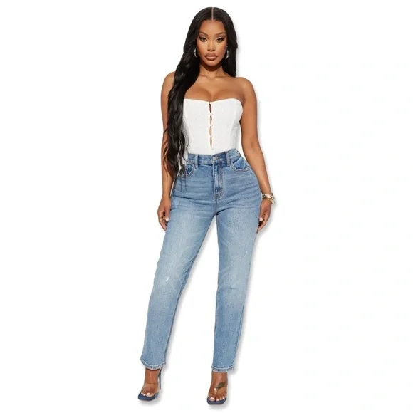 High Rise Ankle Ceop 90’s Straight Leg Jeans | Light Wash | Size 3 | BRAND NEW - Picture 3 of 8